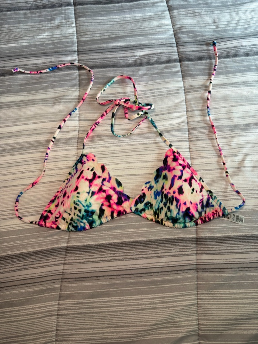 PINK Victoria's Secret Neon Multicolor Triangle Bikini Top